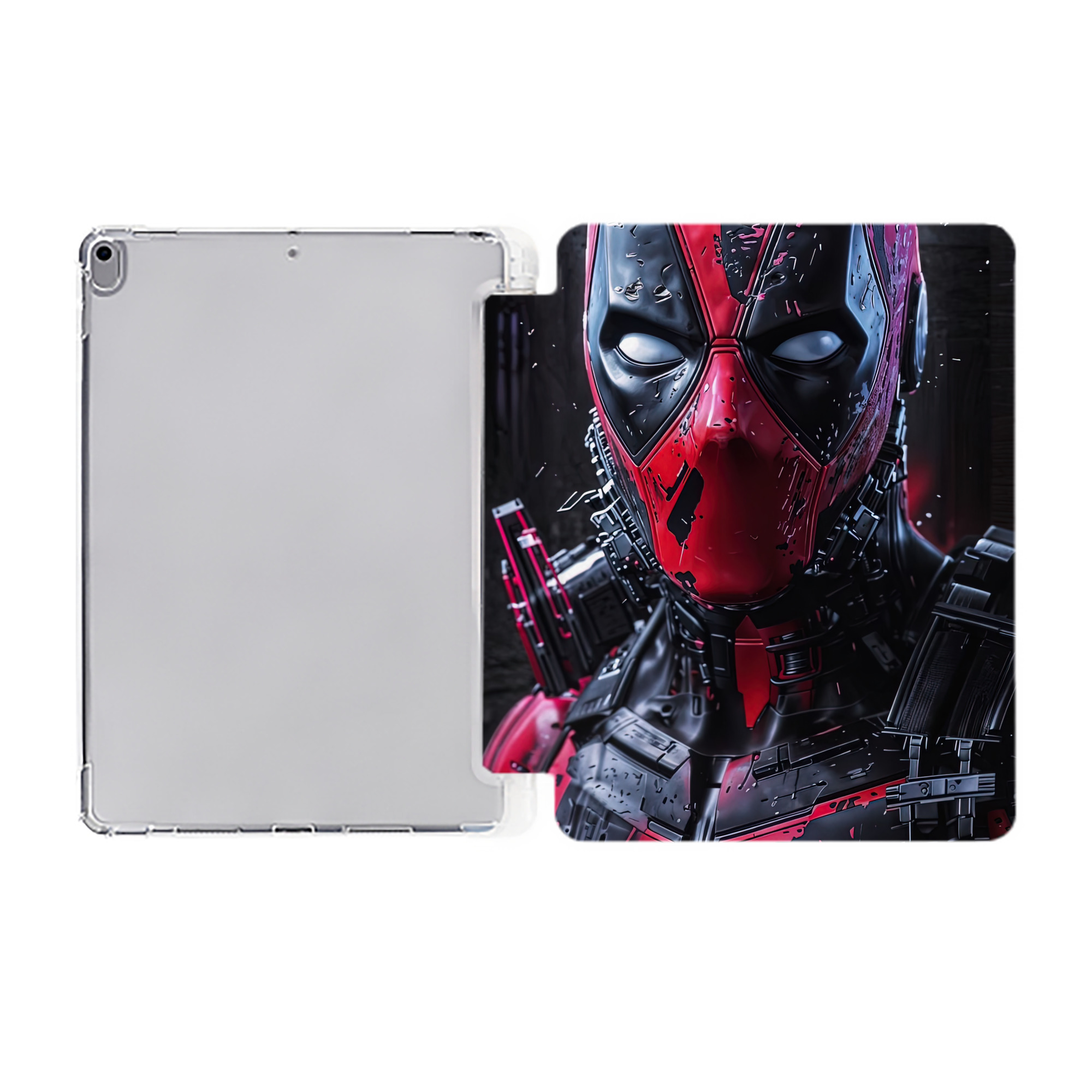 （画像用） Deadpool デッドプール IPad ケース ペン収納付き 三つ折りスタンド PUレザー×シリコン 対応機種9.5/10.5/10.9インチ